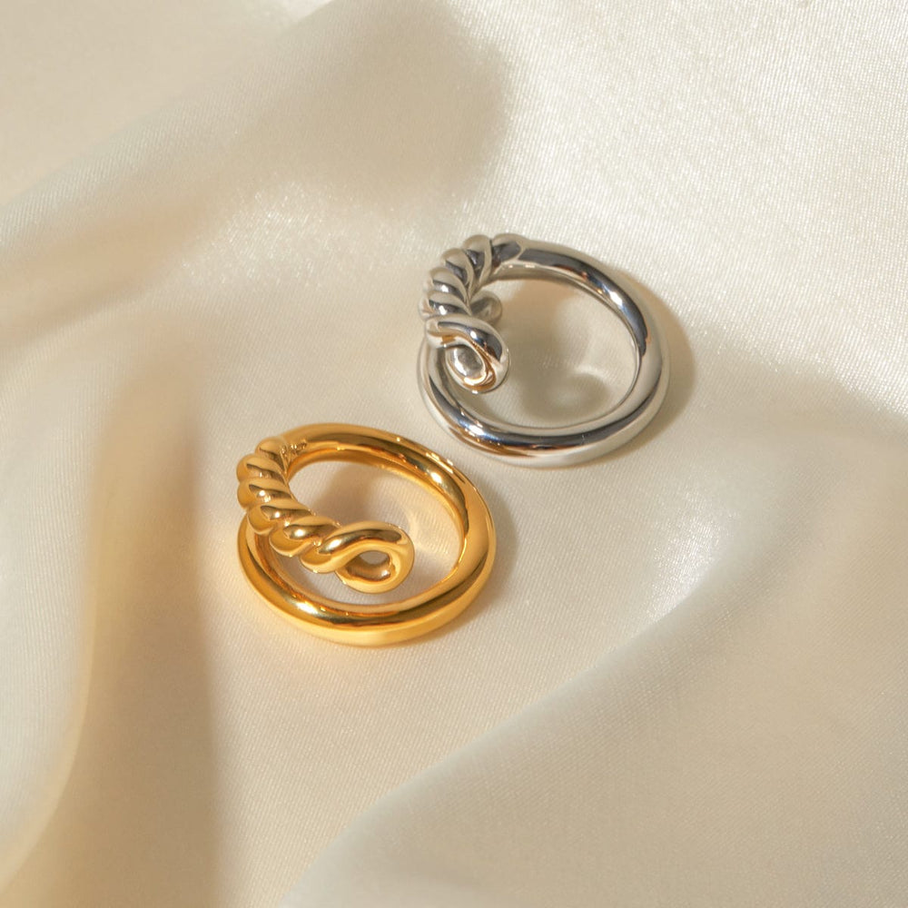 Stainless Steel Knot Bypass Ring - Trendsi