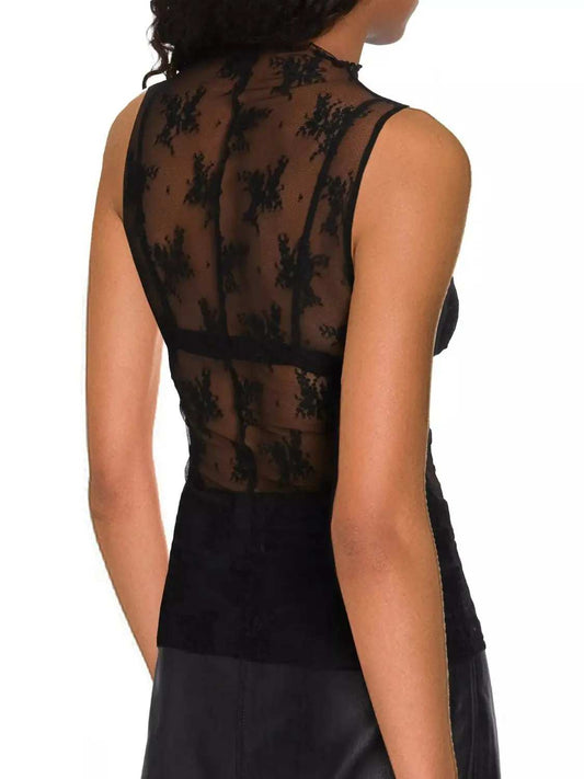 Lace Mock Neck Top - Trendsi - Flyclothing LLC