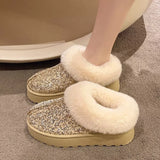 Sequin Round Toe Platform Boots - Trendsi - Flyclothing LLC
