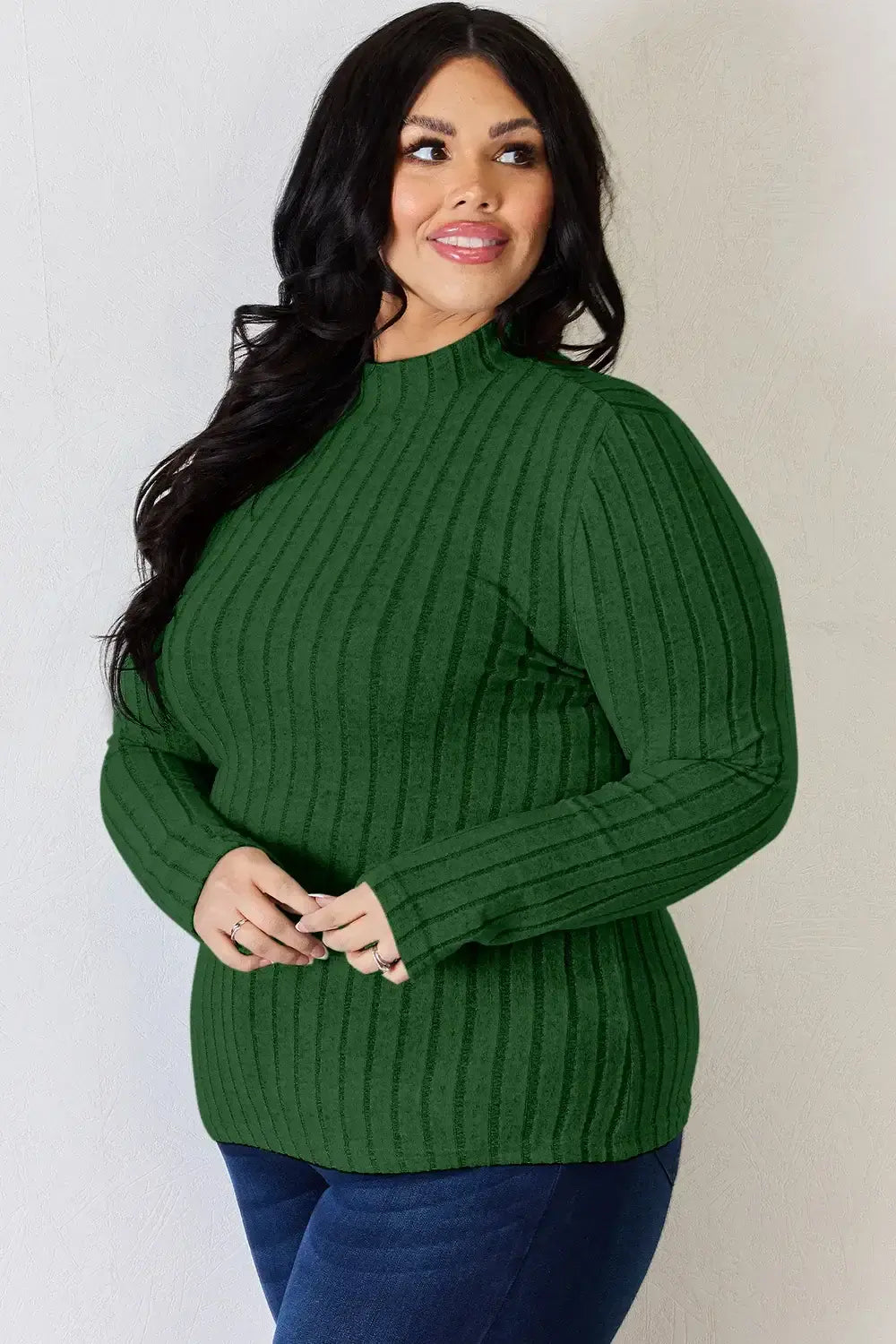 Basic Bae Full Size Ribbed Mock Neck Long Sleeve T-Shirt - ShopBasicbae - Flyclothing LLC