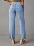 Raw Hem Loose Fit Jeans - Trendsi