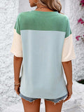 Color Block Round Neck Half Sleeve T-Shirt - Trendsi - Flyclothing LLC