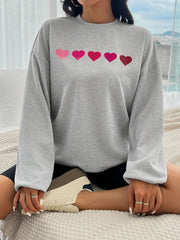Devine Heart Dropped Shoulder Long Sleeve Sweatshirt - Trendsi