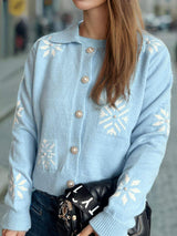 Pearl Trim Collared Neck Long Sleeve Cardigan - Trendsi - Flyclothing LLC