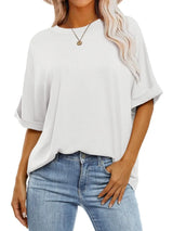 Round Neck Half Sleeve T-Shirt - Trendsi - Flyclothing LLC