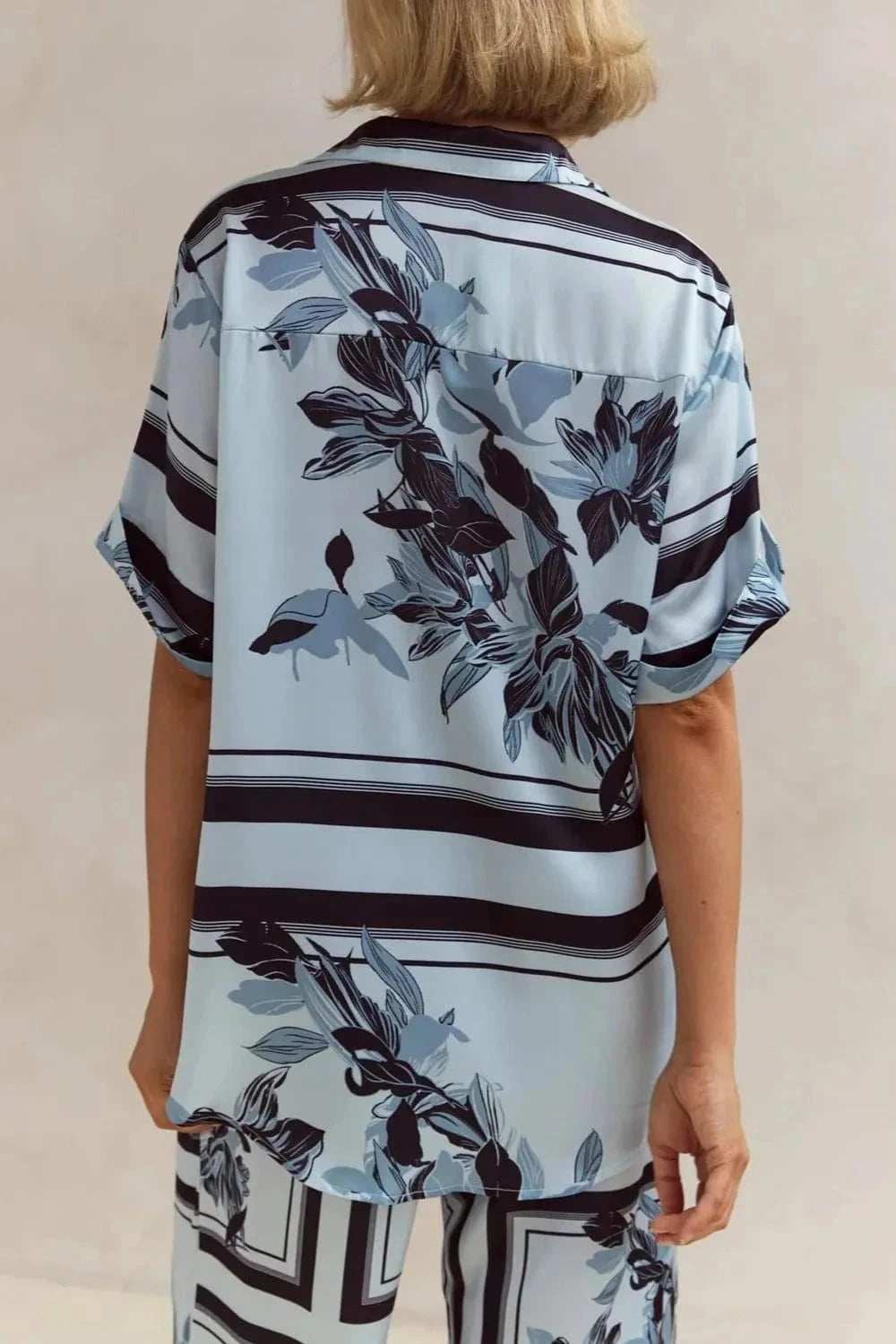 Printed Button Up Shirt and Pants Set - Trendsi - Flyclothing LLC