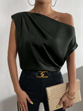 Ruched Single Shoulder Blouse - Trendsi - Flyclothing LLC
