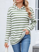 Striped Dropped Shoulder Hoodie - Trendsi - Flyclothing LLC