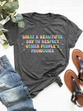 Letter Graphic Round Neck Short Sleeve T-Shirt - Trendsi