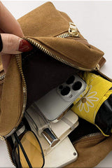 Suede Adjustable Strap Backpack Bag - Trendsi - Flyclothing LLC