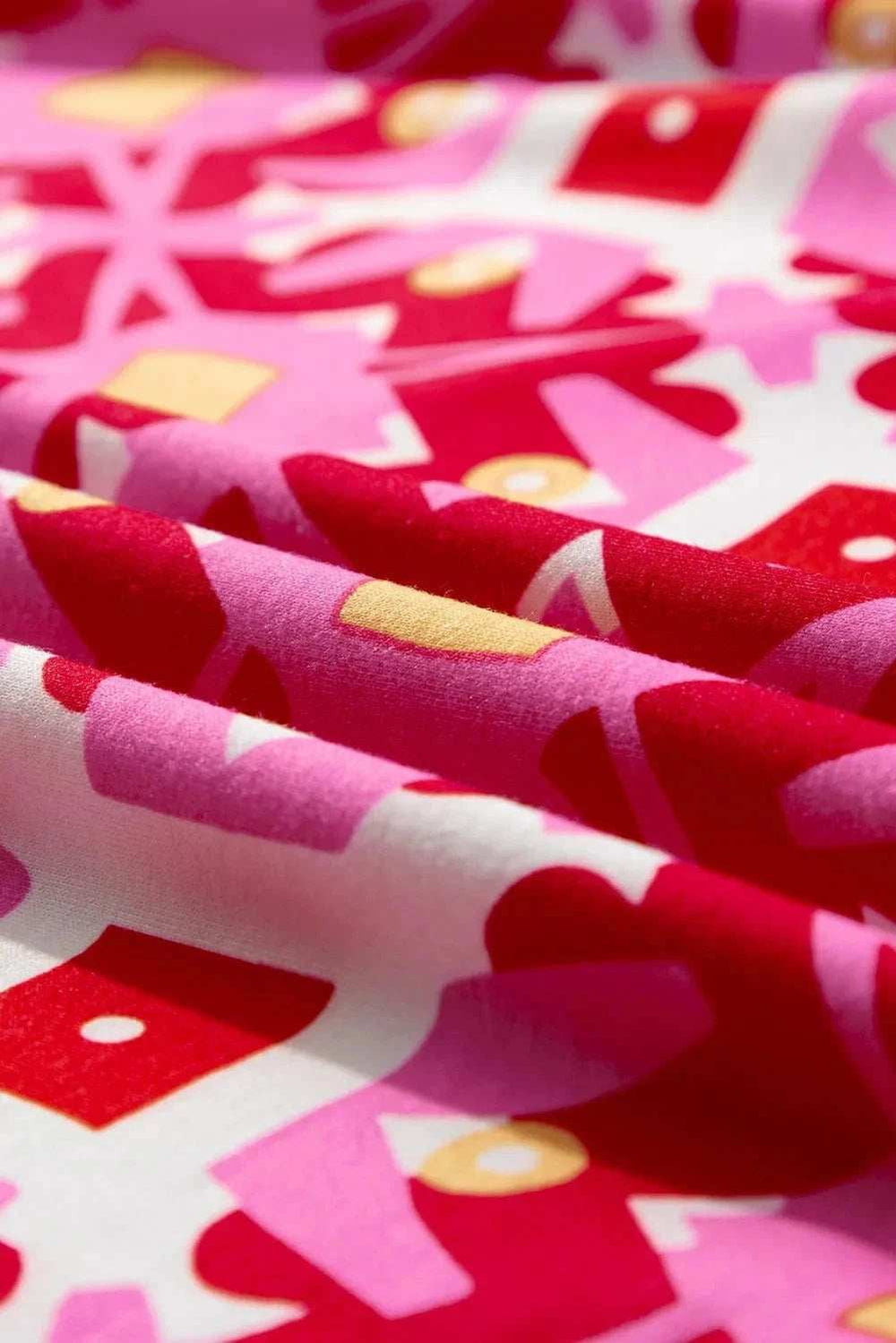 Geometric Round Neck Top and Shorts Set - Trendsi - Flyclothing LLC