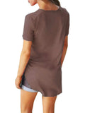 Full Size Solid V-Neck Short Sleeve T-Shirt Plus Size - Trendsi - Flyclothing LLC