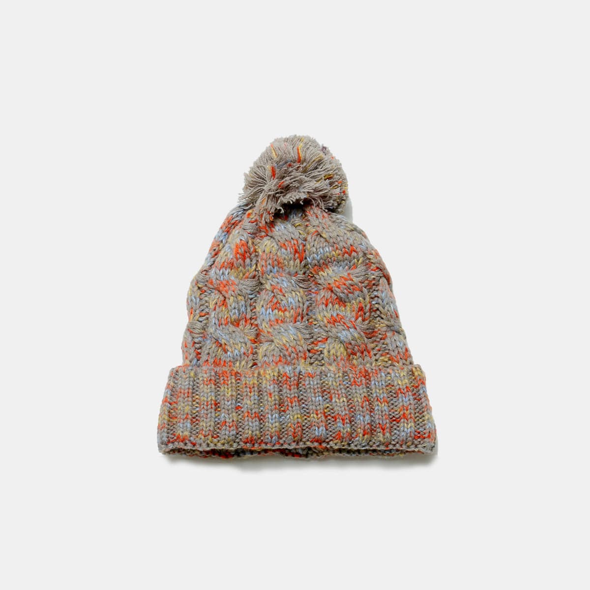 Contrast Cable-Knit Hat with Pompom - Trendsi