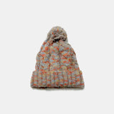 Contrast Cable-Knit Hat with Pompom - Trendsi - Flyclothing LLC