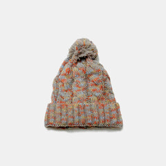 Contrast Cable-Knit Hat with Pompom - Trendsi