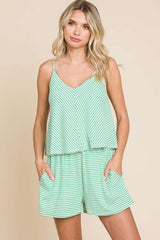 Culture Code Full Size Double Flare Striped Romper - Trendsi