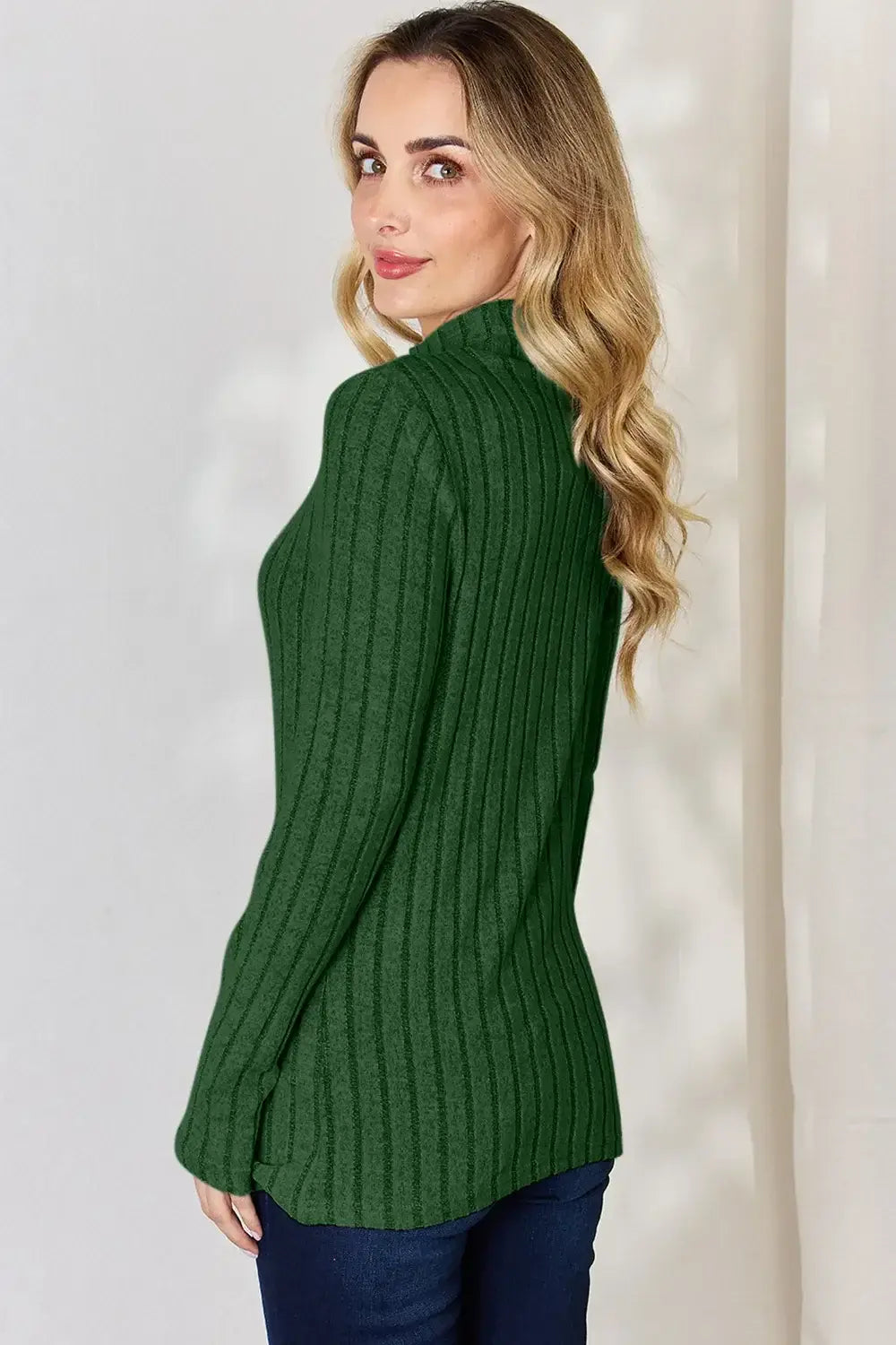 Basic Bae Full Size Ribbed Mock Neck Long Sleeve T-Shirt - ShopBasicbae - Flyclothing LLC