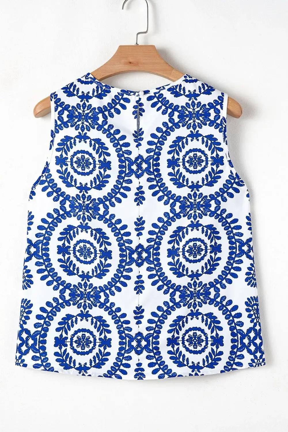 Printed Crew Neck Sleeveless Top - Trendsi - Flyclothing LLC