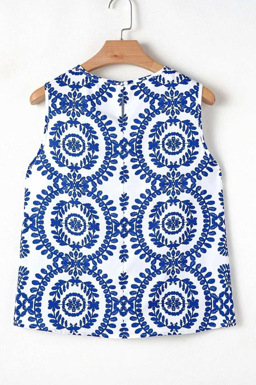 Printed Crew Neck Sleeveless Top - Trendsi - Flyclothing LLC