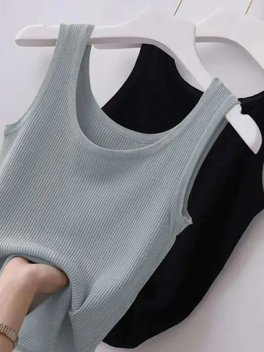 Plus Size Ribbed Knit Scoop Neck Tank Top - Trendsi - Flyclothing LLC