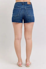 Judy Blue Full Size High Waist Criss-Cross Waistband Denim Shorts Plus Size - Trendsi - Flyclothing LLC