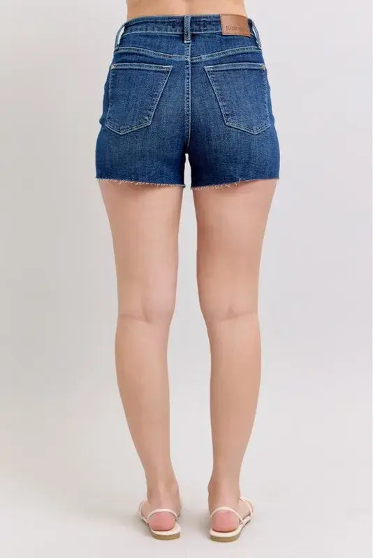 Judy Blue Full Size High Waist Criss-Cross Waistband Denim Shorts Plus Size - Trendsi - Flyclothing LLC