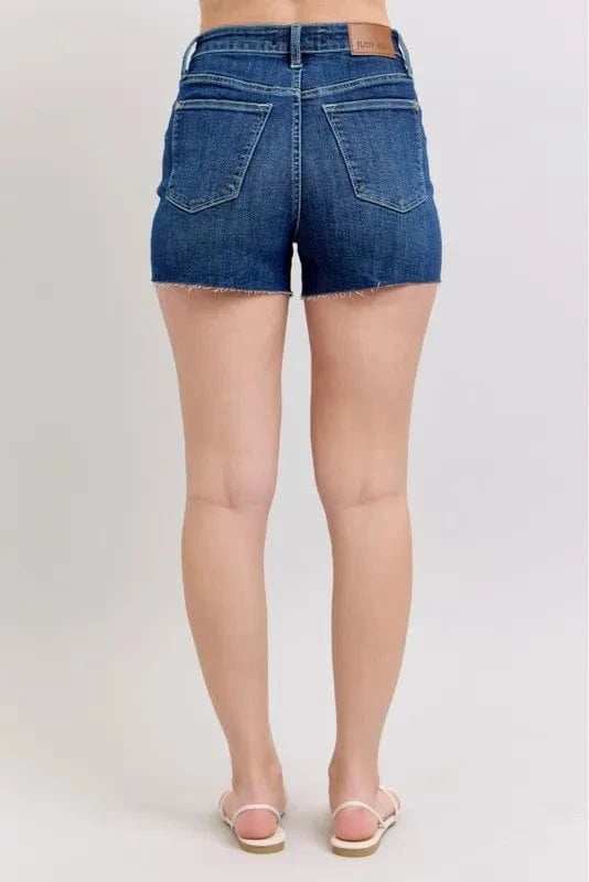 Judy Blue Full Size High Waist Criss-Cross Waistband Denim Shorts Plus Size - Trendsi - Flyclothing LLC