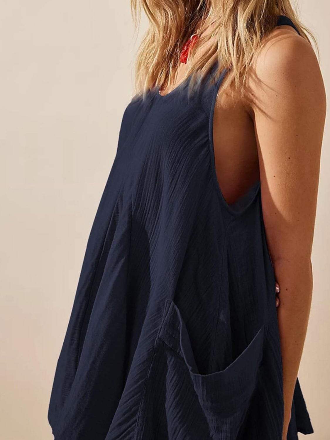Devine Tied Scoop Neck Wide Strap Mini Dress - Trendsi - Flyclothing LLC