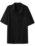 Men's Full Size Lace Half Sleeve Button Down Shirt Plus Size - Trendsi - Flyclothing LLC
