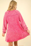 VERY J Mineral Washed Oversized A-Line Mini Dress - Trendsi