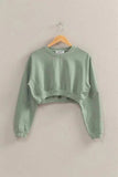 HYFVE Crew Neck Long Sleeve Crop Sweatshirt - Trendsi - Flyclothing LLC