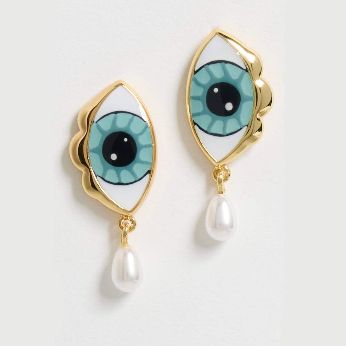Stainless Steel Blue-eyed Pearl Earrings - My Store - Flyclothing LLC