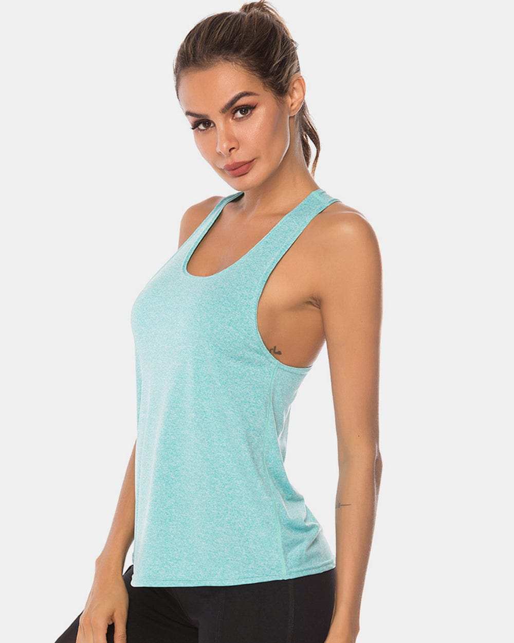 Full Size Scoop Neck Wide Strap Active Tank - Trendsi - Flyclothing LLC