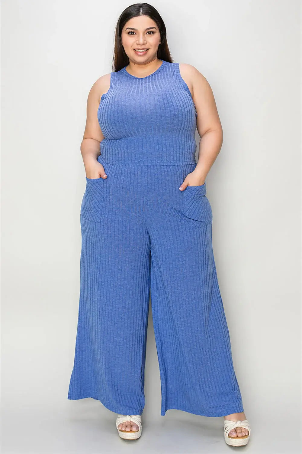 Basic Bae Full Size Ribbed Tank and Wide Leg Pants Set - ShopBasicbae - Flyclothing LLC