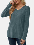 V-Neck Long Sleeve T-Shirt - Trendsi - Flyclothing LLC