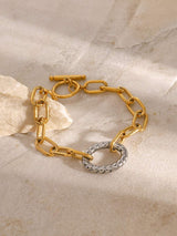 Two-Tone Stainless Steel Chain Bracelet - Trendsi - Flyclothing LLC