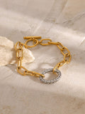 Two-Tone Stainless Steel Chain Bracelet - Trendsi