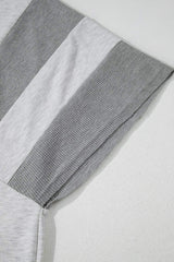 Two Tone Contrast Waffle Knit Patched Buttoned V Neck Top - Trendsi - Flyclothing LLC