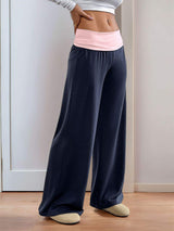Perfee Contrast Wide Leg Pants - Trendsi - Flyclothing LLC