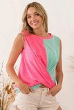 BiBi Slub Terry Color Block Twisted Top - Trendsi - Flyclothing LLC