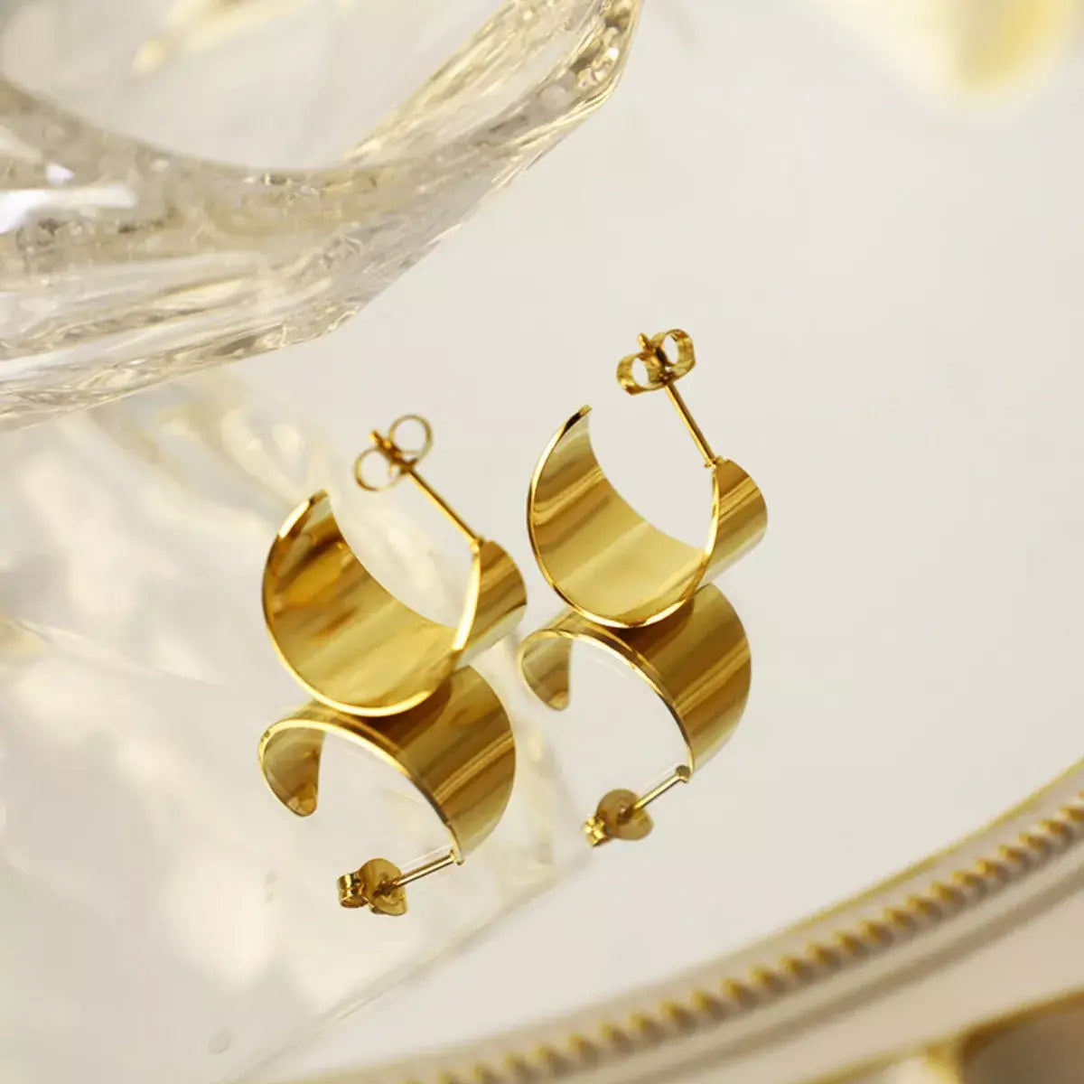18K Gold-Plated Stud Earrings - Trendsi - Flyclothing LLC
