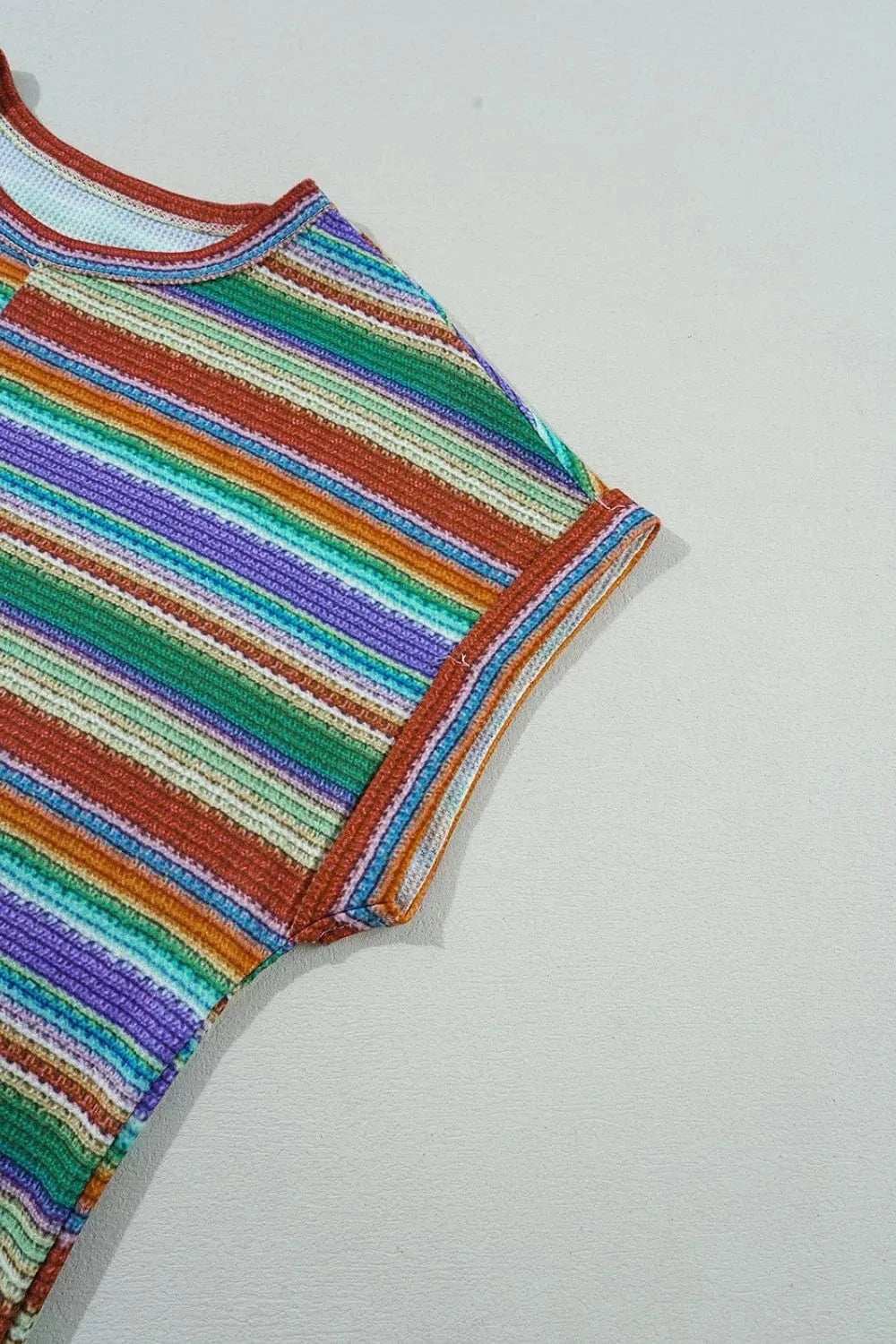 Multicolour Striped Twist Hem Cap Sleeve Top - Trendsi - Flyclothing LLC