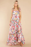 Floral Square Neck Wide Strap Maxi Dress - Trendsi