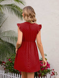 Swiss Dot Ruffled V-Neck Dress - Trendsi - Flyclothing LLC