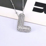 Copper Inlaid Zircon Letter Pendant Necklace - Trendsi - Flyclothing LLC