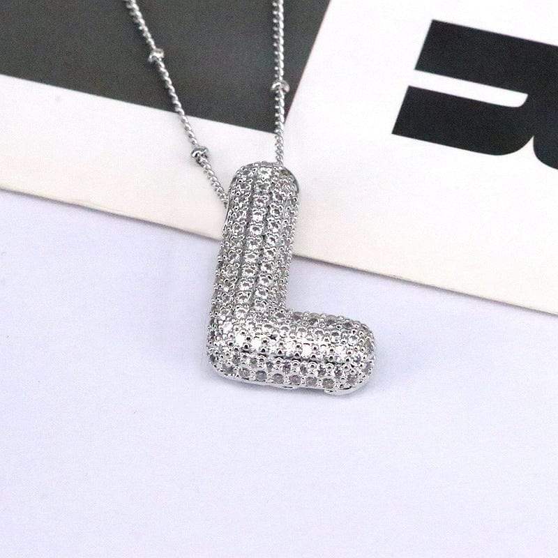 Copper Inlaid Zircon Letter Pendant Necklace - Trendsi - Flyclothing LLC