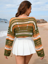 Openwork Boat Neck Dropped Shoulder Cover-Up - Trendsi - Flyclothing LLC