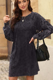 Leopard Round Neck Long Sleeve Dress - Trendsi - Flyclothing LLC