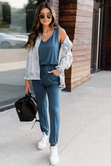 Drawstring Round Neck Sleeveless Jumpsuit - Trendsi - Flyclothing LLC