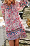 Devine Printed Tie Neck Mini Dress - Trendsi - Flyclothing LLC
